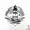 lighthouse with negative space tattoo design idea