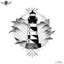lighthouse with negative space tattoo design idea