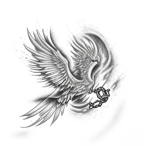pheonix breaking chains tattoo design idea