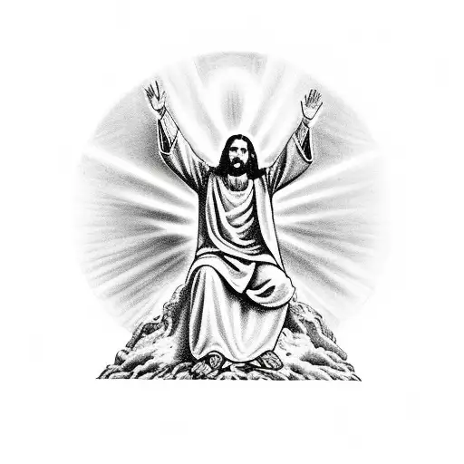 Jesus in heaven sitting over satan in hell with the sigil of lucifer on the bottom  tattoo design idea