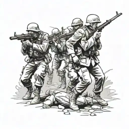 Anzac troops under fire surrounded tattoo design idea