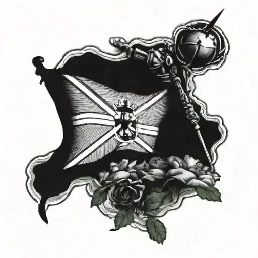 Anzac troops under fire flying flag tattoo design idea