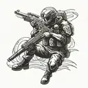 Marine soldier under fire tattoo design idea