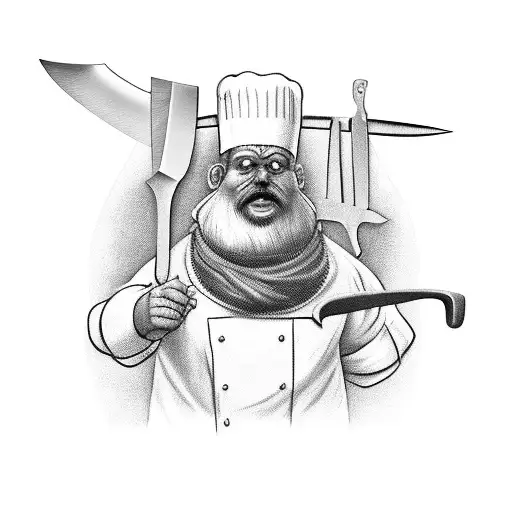Chef Knife with Sharpening Steel tattoo design idea