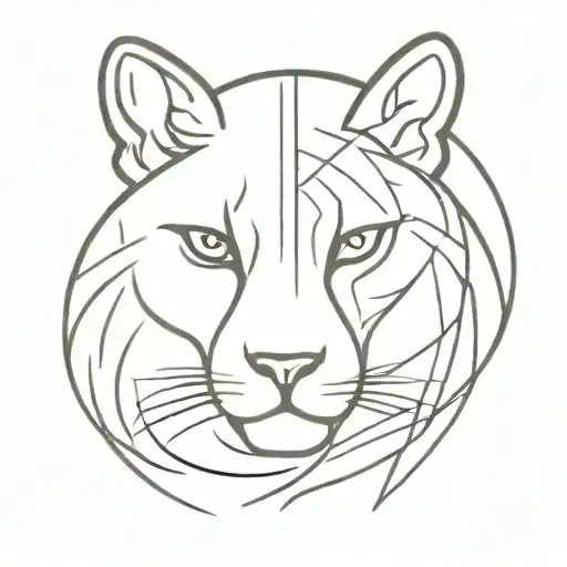 fox and lion split face tattoo design idea