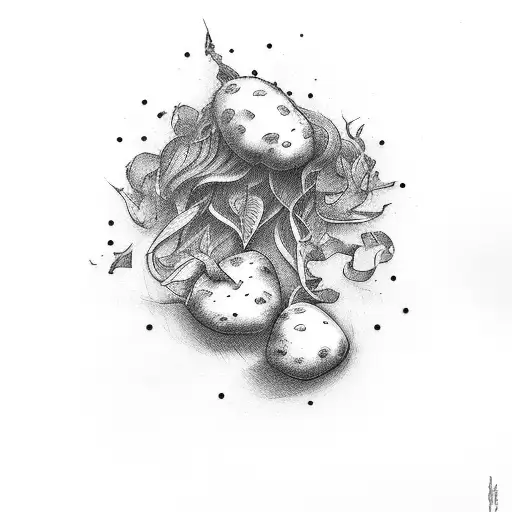 potato coming out of a window tattoo design idea