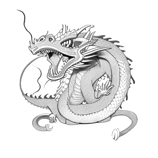 Dragon smoking weed tattoo design idea
