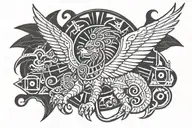 Aztec winged sphinx tattoo design idea