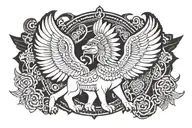 Aztec winged sphinx tattoo design idea