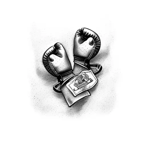  Tattooed on shoulder and arm a Pair of benlee boxing gloves hanging from laces .Also i want BG and under it Kickboxing  tattoo design idea