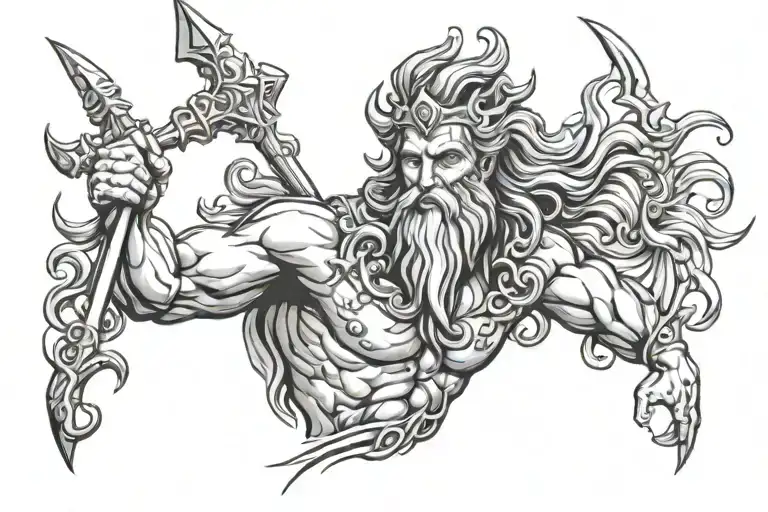 poseidon god tattoo design idea