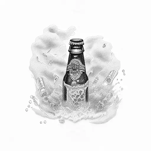 broken beer bottle tattoo design idea