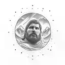 A sketch-style tattoo featuring the quote 'The man in the arena' surrounded by mountain peaks, highlighting the courage and resilience learned at bible camp. tattoo design idea