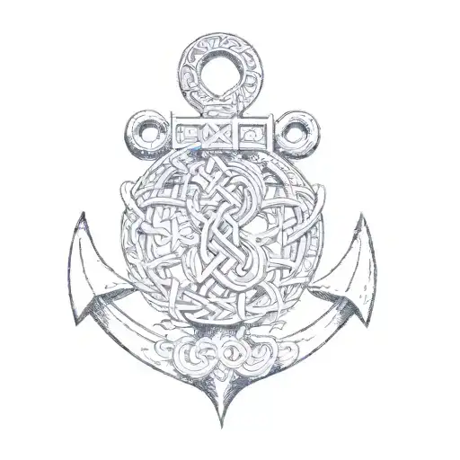 an anchor with celtic knots on it tattoo design idea