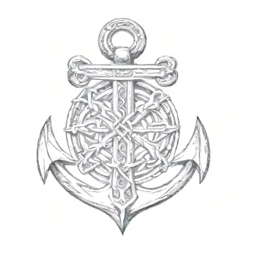 an anchor with celtic knots on it tattoo design idea