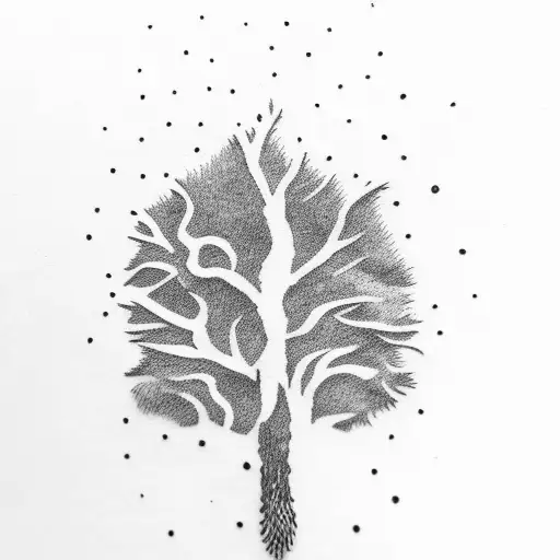 fingerprint in tree branches tattoo design idea