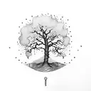 fingerprint in tree branches tattoo design idea
