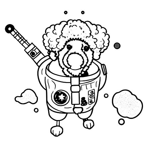 poodle mix fog in a space suit tattoo design idea