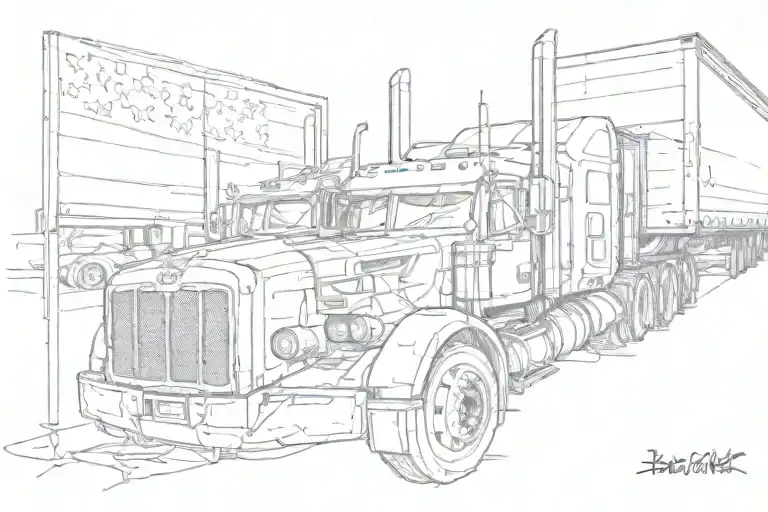 18 wheeler memorial tattoo design idea