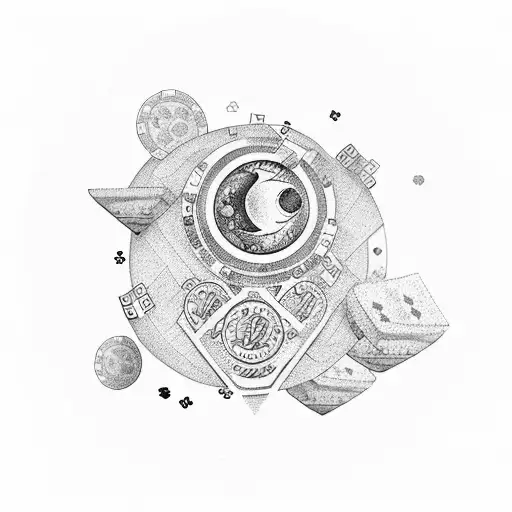 Poker chips and to the moon and back tattoo design idea