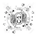 Poker chips, moon, stars  tattoo design idea