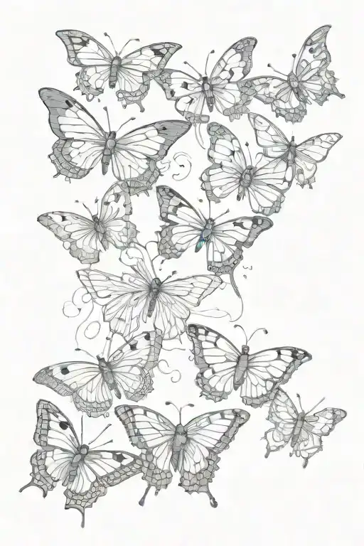 seven detailed butterflies for self harm awareness  tattoo design idea