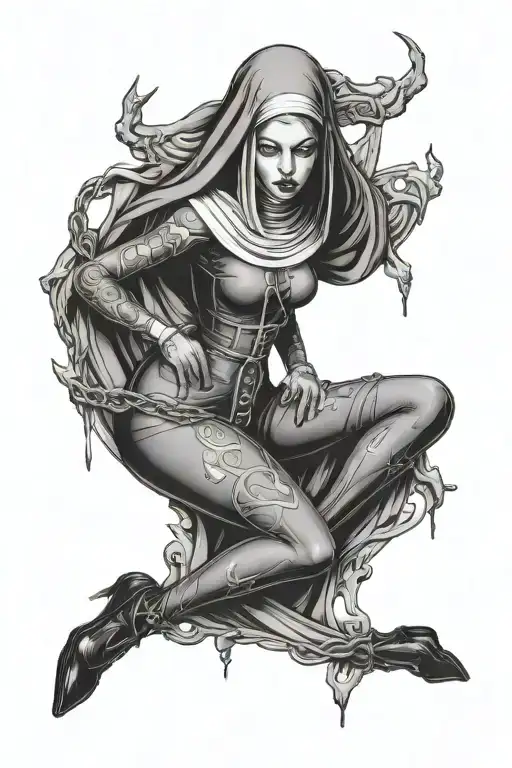 bdsm nun horny tattoo design idea
