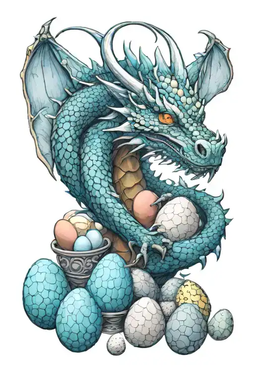 dragon protecting eggs  tattoo design idea