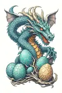 dragon protecting eggs  tattoo design idea