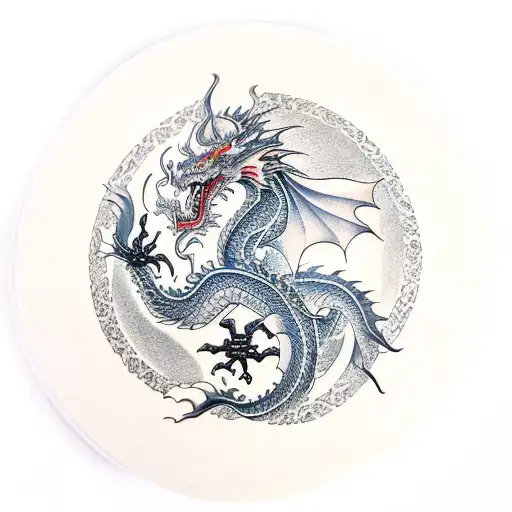 Dragon oriental tattoo design idea
