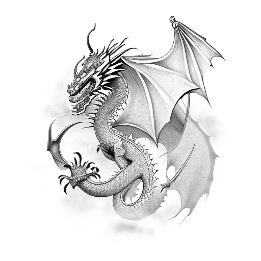 Dragon oriental tattoo design idea