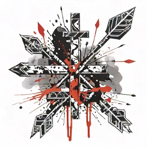 summit cross, 2 arrows crossed tattoo design idea