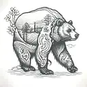 California state bear walking tattoo design idea