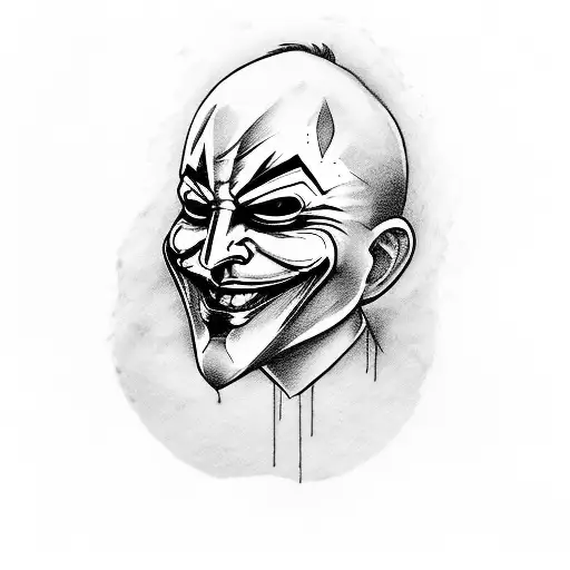 anonymous carryng joker mask tattoo design idea