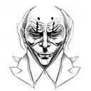 anonymous mask has joker mask in his hand in black tattoo design idea