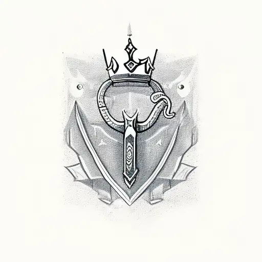 sword, snake, crown, star tattoo design idea