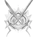 sword, snake, crown, star tattoo design idea