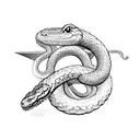 sword, snake, crown, star tattoo design idea