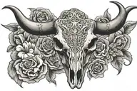western bull skull tattoo design idea