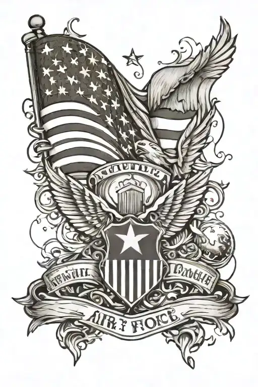 American flag, air force logo tattoo design idea