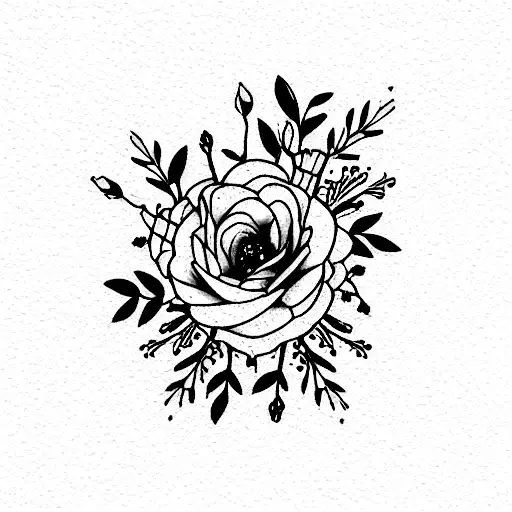 bouquet flower birth of October November december may tattoo design idea