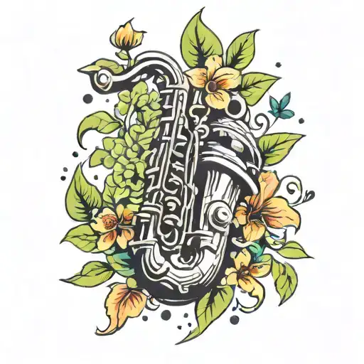 nature enjoyed rugby saxophone tattoo design idea