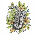 nature enjoyed rugby saxophone tattoo design idea