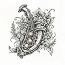 nature enjoyed rugby saxophone tattoo design idea