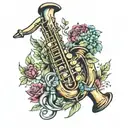 nature enjoyed rugby saxophone tattoo design idea
