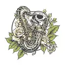 nature enjoyed rugby saxophone tattoo design idea