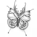 12 butterflies of different sizes with the largest being a monarch butterfly sunflowers calla lily carnation rose  tattoo design idea