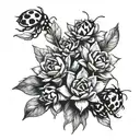 succulents 7 small lady bugs tattoo design idea
