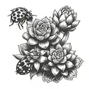 succulents 7 small lady bugs tattoo design idea