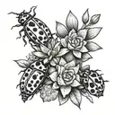 succulents 7 small lady bugs tattoo design idea